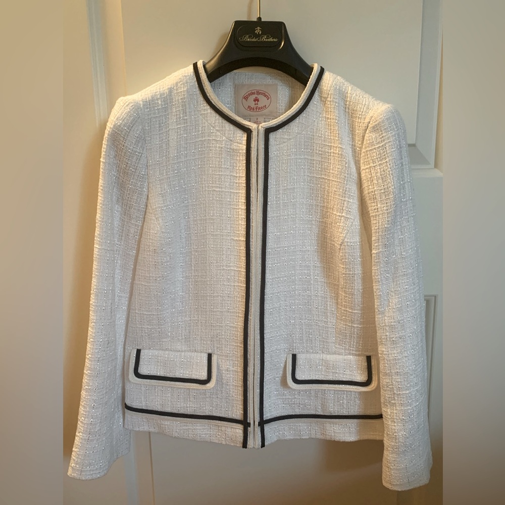 Brooks Brothers lady jacket white with black trim